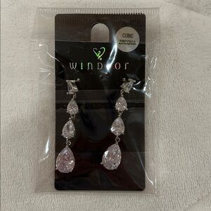 Windsor Silver and Clear Cubic Zirconia Earrings